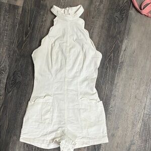 Girls' White Halter One-Piece Romper